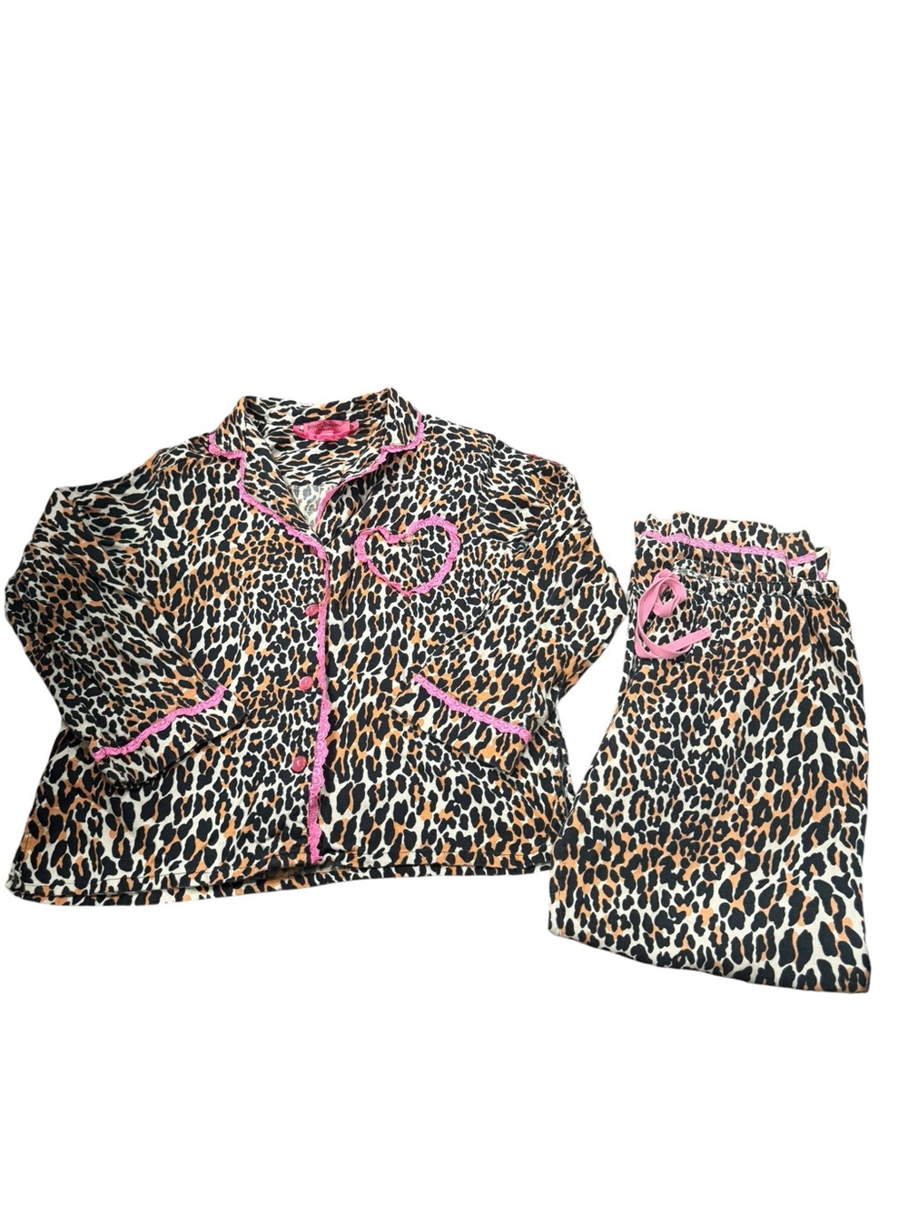 Betsey Johnson Leopard Print Pajama Set - 100% Cotton - Picture 2 of 6